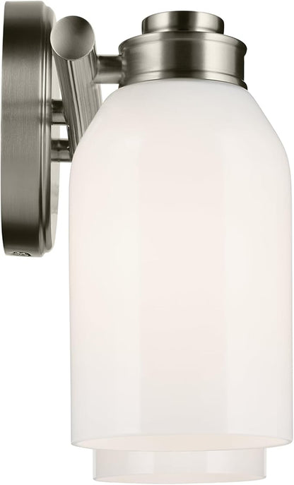 Kichler Shae 15" 2-Light Vanity Light with White Opal Glass in Brushed Nickel, for Bathroom Vanity, Powder Room, Over a Mirror, (15" W x 9" H), 55201NI