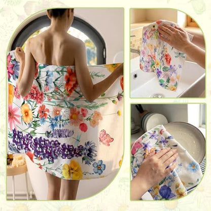Moukeren Wildflower Bath Towel Set of 3, Floral Bathroom Decor