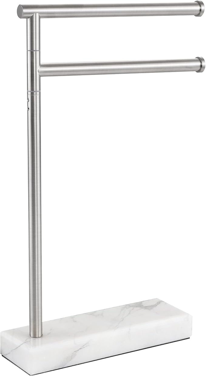 KES Hand Towel Holder Stand for Bathroom, Countertop Towel Stand Swivel with Marble Base, 17.3" 2 Arms Hand Towel Holder Freestanding Counter Top 18/8 Stainless Steel Brushed Finish, BTH233A-2 | Dual 360° Rotatable Arms, 3.3 Lb Marble Base For Stabilit...