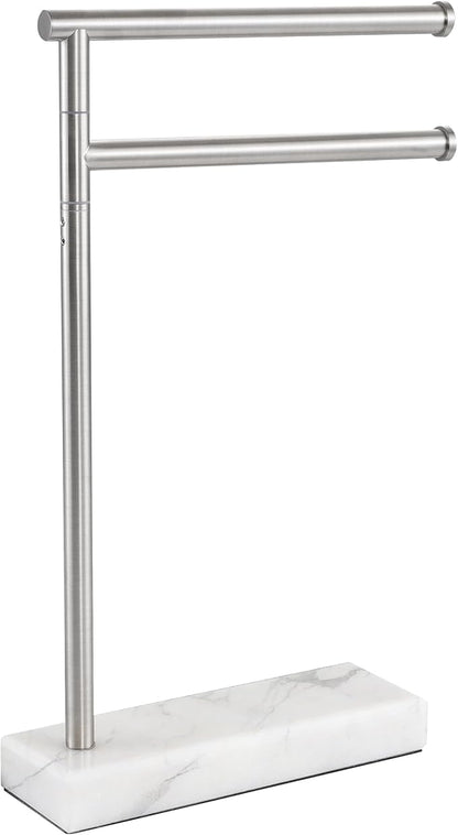 KES Hand Towel Holder Stand for Bathroom, Countertop Towel Stand Swivel with Marble Base, 17.3" 2 Arms Hand Towel Holder Freestanding Counter Top 18/8 Stainless Steel Brushed Finish, BTH233A-2 | Dual 360° Rotatable Arms, 3.3 Lb Marble Base For Stabilit...