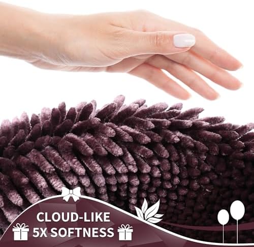 Yimobra Chenille Bathroom Rugs Non Slip, Extra Thick Soft Absorbent Bath Rug 31.5x20 Inch, Machine Washable Quick Dry Bath Mat for Bathroom Floor, Tub and Shower, Home Decor Accessories, Purple Grey