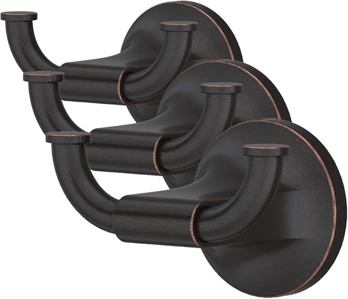 Pfister Pfirst Modern Towel Hook, Bathroom Towel Hook, Wall-Mounted, Screw-in, Tuscan Bronze Finish, BRHPFM0Y (Pack of 3)