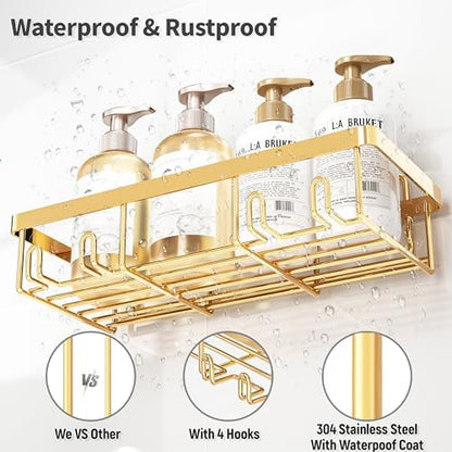 Liuoud 5 Pack Shower Caddy for Inside Shower, Gold Bathroom Storage Decor