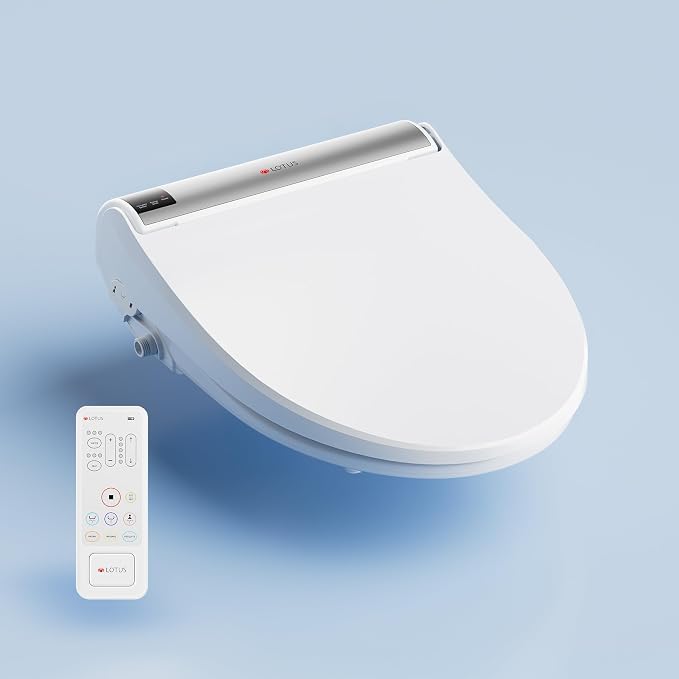 Lotus Bidet ATS-2000R Round Toilet Seat with Wireless Remote, Instant Warm Water Wash, Warm Air Dryer, Heated Seat, Deodorizer, Night Light, PureStream Wash, Energy Saving, White