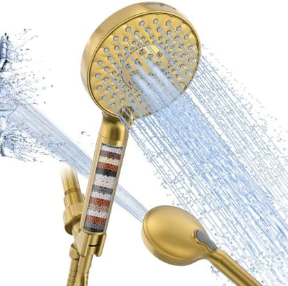 SR SUN RISE Filtered Shower Head with Handheld Brushed Gold 1 Filter