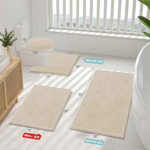 Smiry Bathroom Rugs 24X16, Luxury Chenille Extra Soft Absorbent Bath Mat