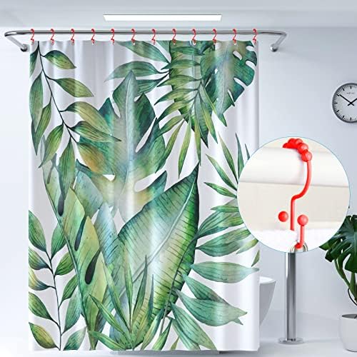 Shower Curtain Hooks,304 Stainless Steel Shower Rings for Bathroom,Double Glide Shower Hooks for Bathroom Shower Curtain Rods Curtains,Set of 12 Hooks,Red（Shower Curtain Hooks Style A ）