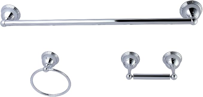 Kingston Brass BAK396148C Restoration 3-Piece 24-Inch Towel Bar Bathroom Accessory Set in Polished Chrome