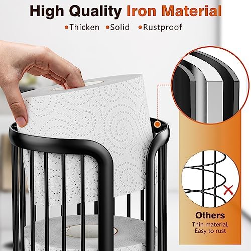 Toilet Paper Holder Stand, Freestanding Toilet Paper Storage,2 Pack,Black