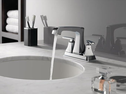 Delta Faucet Ashlyn Centerset Bathroom Faucet, Chrome Bathroom Sink Faucet, 2 Handle Bathroom Faucet, Diamond Seal Technology, Metal Drain Assembly, Chrome 2564-MPU-DST