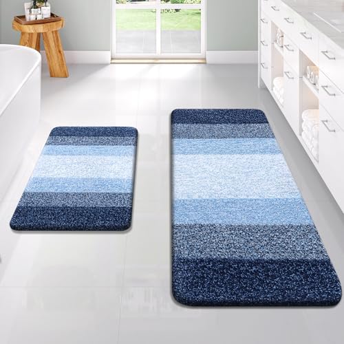 OLANLY Micorfiber Bathroom Rug Set 2 Piece, 47"x20"+24"x16"
