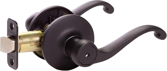 Design House 779223 Scroll Privacy Bed and Bath Door Lever Matte Black