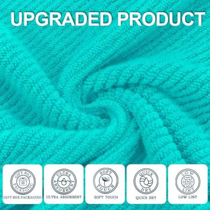 VOOVA & MOVAS 6PC Towel Set, 100% Cotton, Turquoise