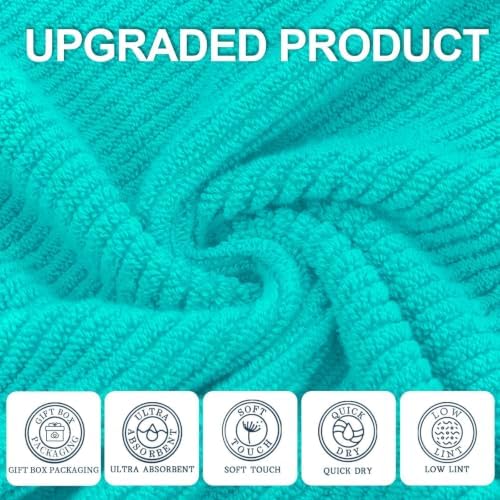 VOOVA & MOVAS Bath Towels 4PC, 100% Cotton, 30x56 in, Turquoise