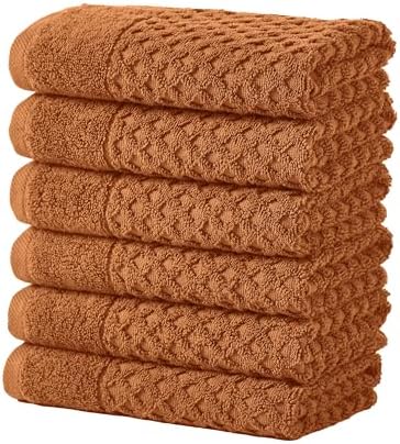 Great Bay Home Hand Towels - 100% Cotton 6 Pack 26x16 Hand Towel Set - Absorbent, Durable, Quick-Dry Towels for Bathroom (Copper)