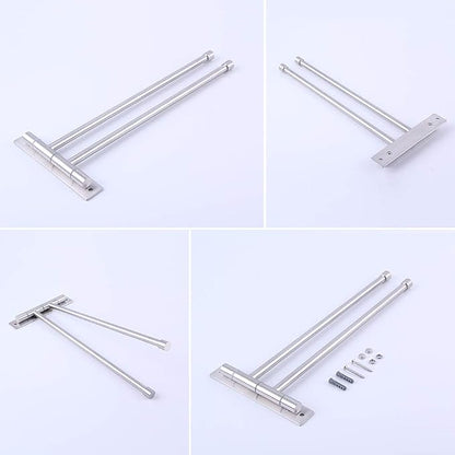 GERZWY Bathroom Swing Arm Towel Bars 2-Arm Wall Mount Stainless Steel Bath Towel Rack Hanger Towel Holder Organizer Brushed Finish HYG02-LS