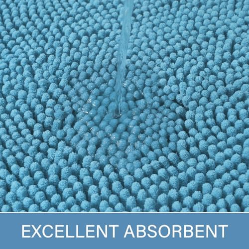 LOCHAS Luxury Bathroom Rug Shaggy Bath Mat 24 x 60 Inch, Light Blue