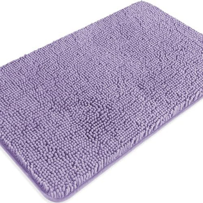 Lavender Bathroom Rugs – Absorbent and Washable Bath Mat, Non-Slip, Thick Soft Chenille Bath Rugs for Bathroom Floor, Shower, Sink - 20" x 32"
