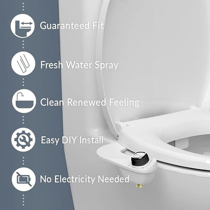 Bemis 500EC Toilet Seats with Perfect Fit, Fresh Water Spray, Non-Electric, Easy to Install Bidets, ROUND, White, Includes 2 Seats & 2 Bidet Attachments