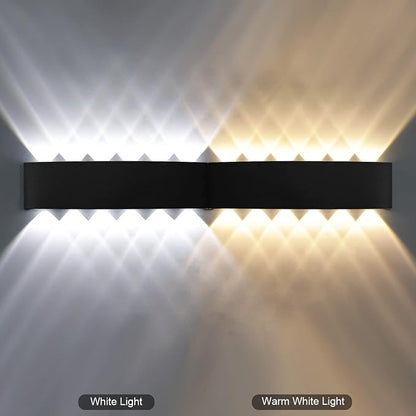 Kawell 12W Waterproof Modern Wall Light LED Wall Lamp Aluminum LED Wall Sconce Up Down Indoor Outdoor for Bedroom Bathroom Hallway Porch Corridor Hotel Doorway Garden Pathway, Black 3000K