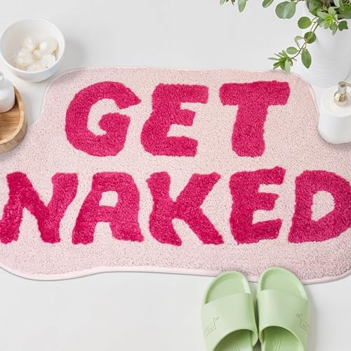 KOEXM Get Naked Bath Mat Pink Bathroom Rugs 20" x 32" Cute Bath Mat