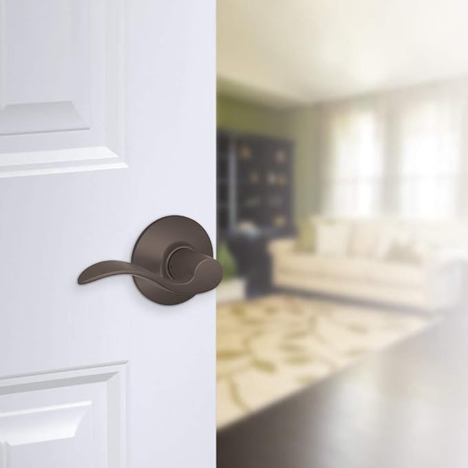 SCHLAGE Lock Company Acc 609 SCHLAGE Accent F10 Flat Wave Reversible Door Lever Lock, Solid, Antique, Brass - F10 ACC 609