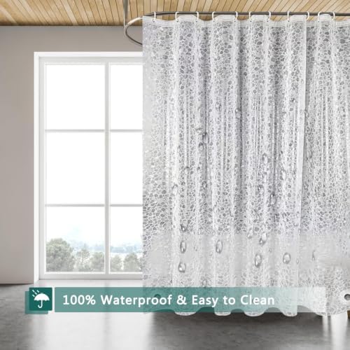 Shower Curtain Liner, 100% Waterproof Peva Shower Curtains with 3 Duty Heavy Bottom Magnets and 12 Rust Proof Grommets, 72x72 Weighted Shower Liner for Shower Stall, Bathtubs