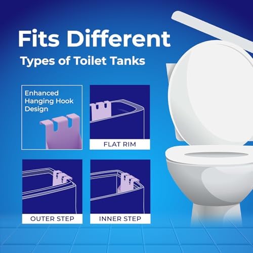 Toilet Tank Tablet Holder with Blue Toilet Bowl Tablets, 8.97 x 3.22 x 2.25 Inch Tablet Holder - Prevents Flapper Jams & Residue, Extends Life of Drop-In Cleaner Tablets (1+6)