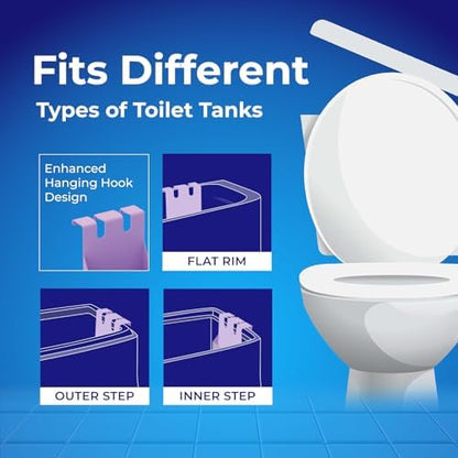 Toilet Tank Tablet Holder with Blue Toilet Bowl Tablets, 8.97 x 3.22 x 2.25 Inch Tablet Holder - Prevents Flapper Jams & Residue, Extends Life of Drop-In Cleaner Tablets (1+2)
