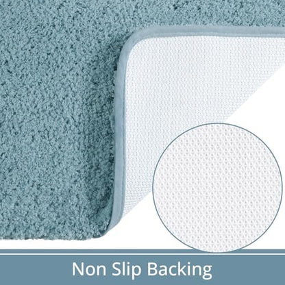 LOCHAS Bathroom Rug Runner 24x70 Inch, Bath Rugs Non Slip, Spa Blue