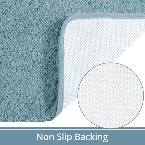 LOCHAS Bathroom Rug Runner 24x60 Inch, Bath Rugs Non Slip, Spa Blue