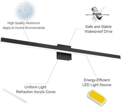 Aipsun 40 inch Modern Black Vanity Light LED Bathroom Vanity Light Fixtures Black Wall Light for Bathroom (Warm White)