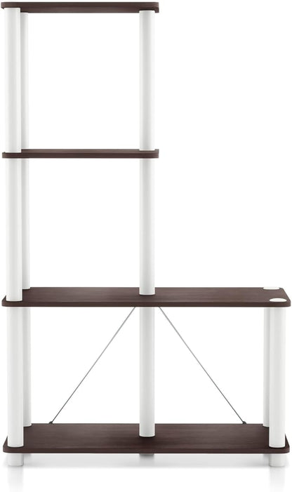 Homes: Inside + Out Apexa Modern 4-Cube Ladder Shelving Units, Collectibles Display Shelves, Easy Assembly Standing Shelf, Home Storage Organizer for Living Room, Bedroom, Office, Espresso