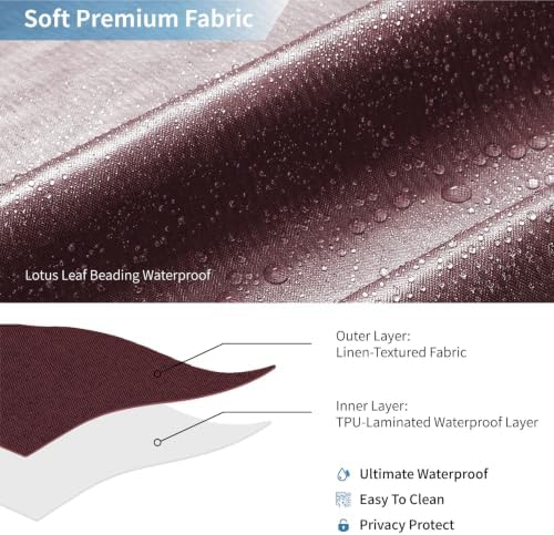 Waterproof Fabric Shower Curtain,No Liner Needed,72x72,Burgundy