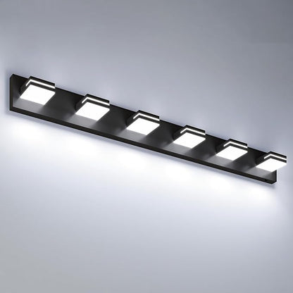 VOLISUN Modern Bathroom Vanity Light Fixtures (6-Light, 48-Inch), Matte Black LED Bathroom Lighting Fixtures Over Mirror, 360°Rotatable Head, LED Vanity Lights for Bathroom (Cool White 6000K)