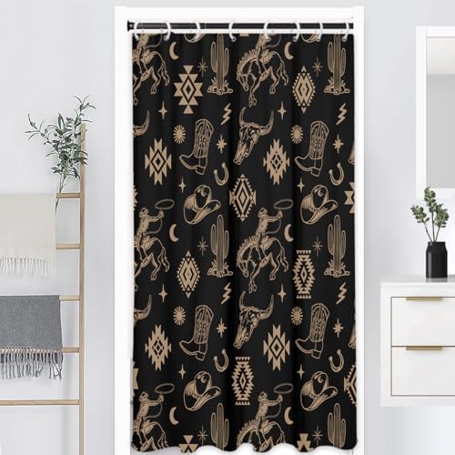 Stall Black Western Cowboy Shower Curtain, 36" W x 72" L