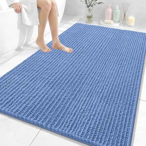 OLANLY Large Bathroom Rugs 59x35, Thick Soft Absorbent Chenille Bath Rugs