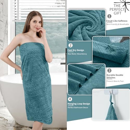 Bath Towel Set of 4 Extra Large Bath Sheet 35"x70" Oversized Bath Towel Soft Microfiber Bathroom Towel for Adults Highly Absorbent Quick Dry Towel for Bathroom,Hotel,Shower Bath Sheet Turquoise