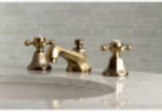 Kingston Brass KS4469BX Metropolitan Widespread Lavatory Faucet with Metal Cross Handle, Brushed Nickel and Polished Brass