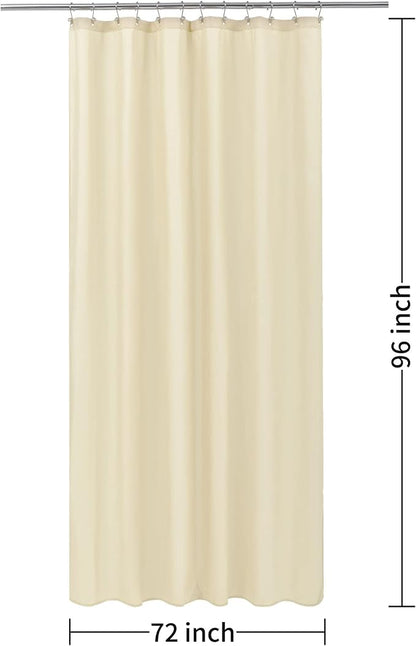 ALYVIA SPRING 72x96 Extra Long Waterproof Fabric Shower Curtain Liner Cream | 3 Magnets, Soft Cloth & Hotel Quality, Machine Washable, Light-Weight, Extra Long Size