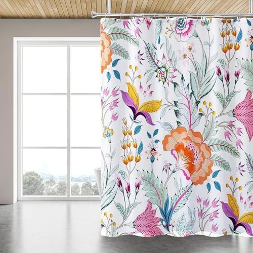 LLSCL Fabric Shower Curtain Liner with Magnets, Peacock Tail Waterproof Hotel Quality, 72 x 72 Machine Washable