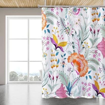 LLSCL Fabric Shower Curtain Liner with Magnets, Peacock Tail Waterproof Hotel Quality, 72 x 72 Machine Washable