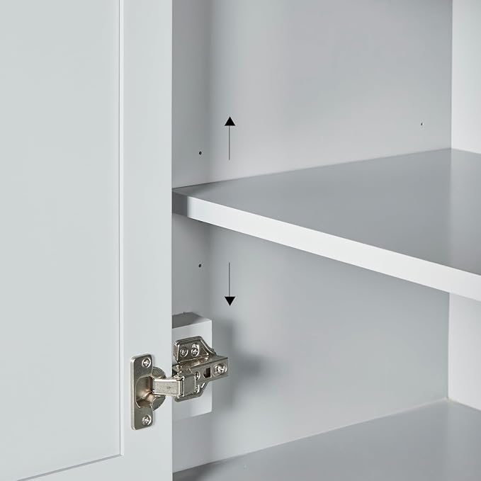 ARIEL Hepburn Bathroom Storage Cabinet - Solid Hevea Wood and Fully Assembled for Long-Lasting Durability and Sophisticated Finish, Freestanding Linen Bathroom Cabinet - 65”H x 20”W x 16”D, Grey