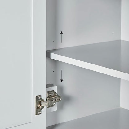 ARIEL Hepburn Bathroom Storage Cabinet - Solid Hevea Wood and Fully Assembled for Long-Lasting Durability and Sophisticated Finish, Freestanding Linen Bathroom Cabinet - 65”H x 20”W x 16”D, Grey