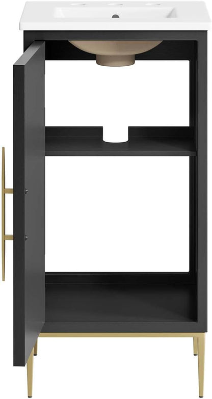 Modway Awaken Bathroom Vanity Cabinet, 18", White Black