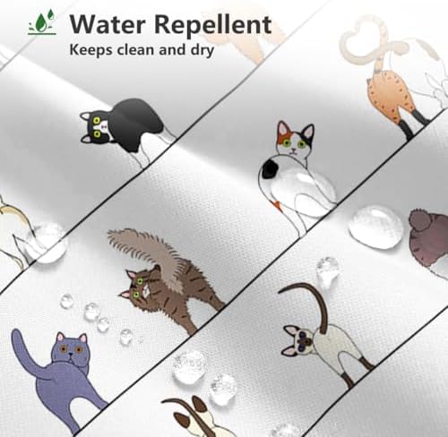 MEHOFOND Funny Cute Cats Shower Curtain Pets Paw for Cat Bath Curtain
