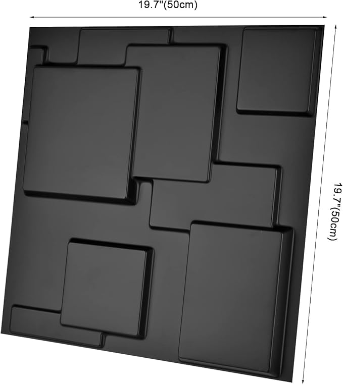Art3d A10033BK 3D Wall Panels, Black, 32 Square Feet