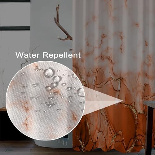 Burnt Orange Marble Waterproof Bathroom Shower Curtain 72x72inches