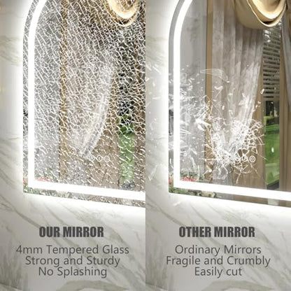 24x40 Inch Arched LED Bathroom Mirror