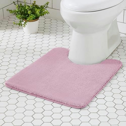 MINIDEAR Toilet Rugs 24x20 - U Shaped Pink Thick Memory Foam Contour Rugs,Ultra Soft & Plush Fluffy, Non-Slip, Quick Dry, Absorbent Washable Floor Microfiber Mat for Home Decor Accessories